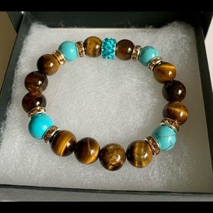 Handmade Tiger’s Eye and Turquoise Bracelet